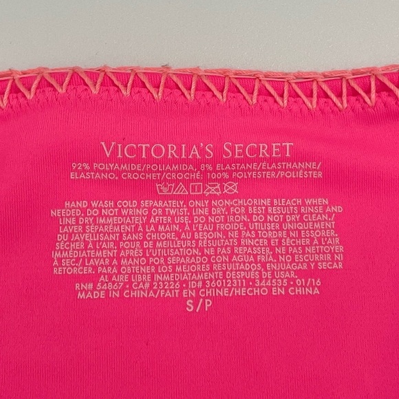 Victoria’s Secret Crochet Trim Bikini 2 PC Swimsuit Pink Large Top Small Bottom - Picture 16 of 16
